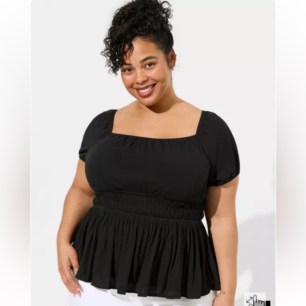 Torrid Washable Crinkle Gauze Criss Cross Back Top